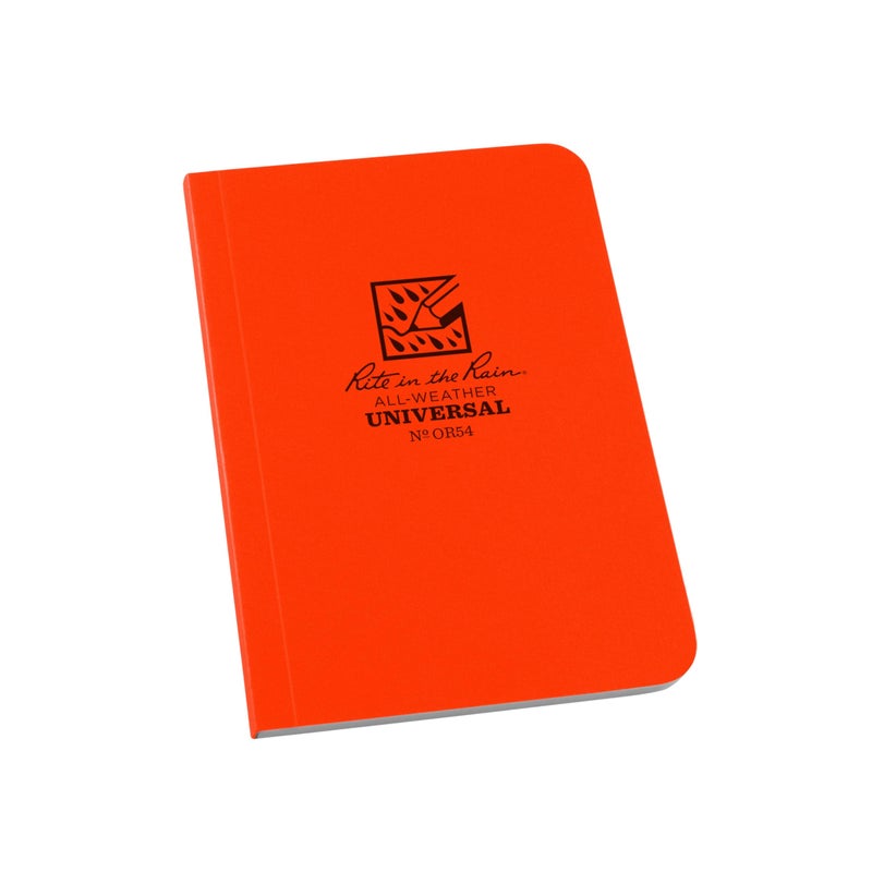 Rite in the Rain Weatherproof Soft Cover Pocket Notebook, 3.5" x 5", Orange Cover, Universal Pattern (No. OR54) - Image 1